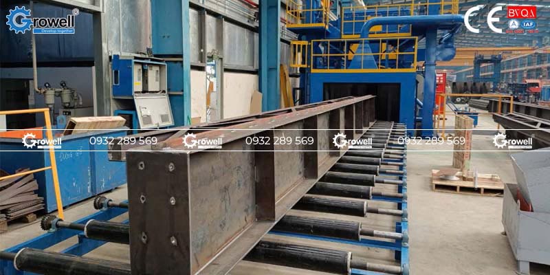 Máy phun bi tạo nhám dầm thép Máy phun bi tạo nhám dầm thép