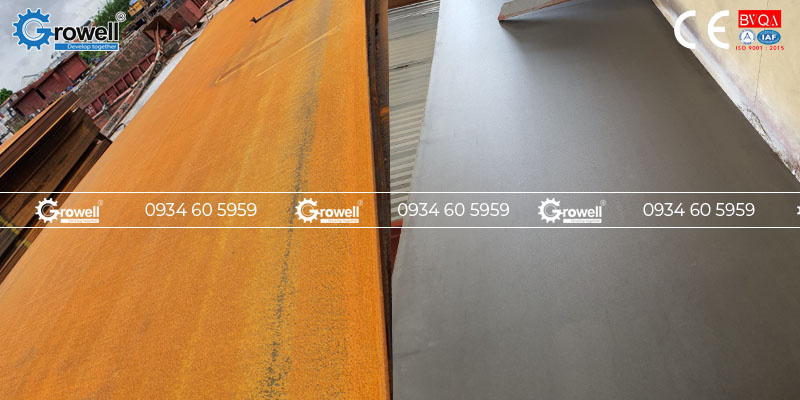 Phun cát làm sạch rỉ sét