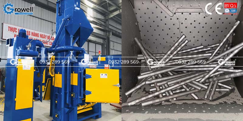 Máy phun bi thùng quay Máy phun bi thùng quay