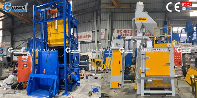 Máy phun bi thùng quay Máy phun bi thùng quay