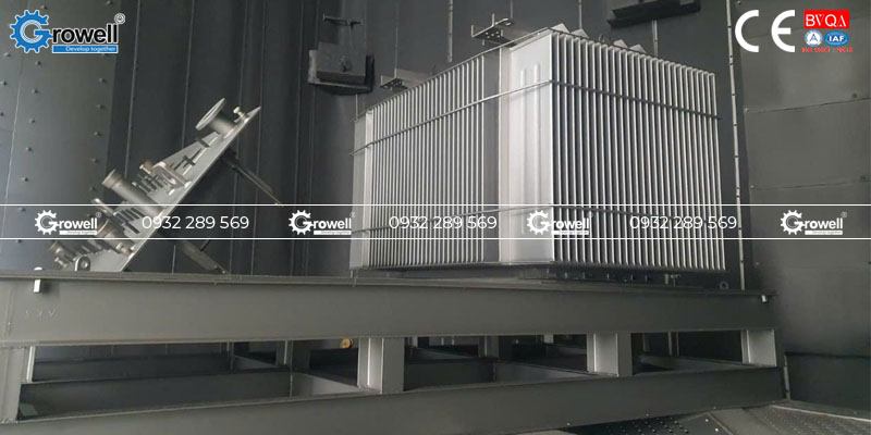 Máy phun bi tự động bàn xoay