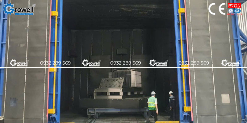 Máy phun bi tự động bàn xoay