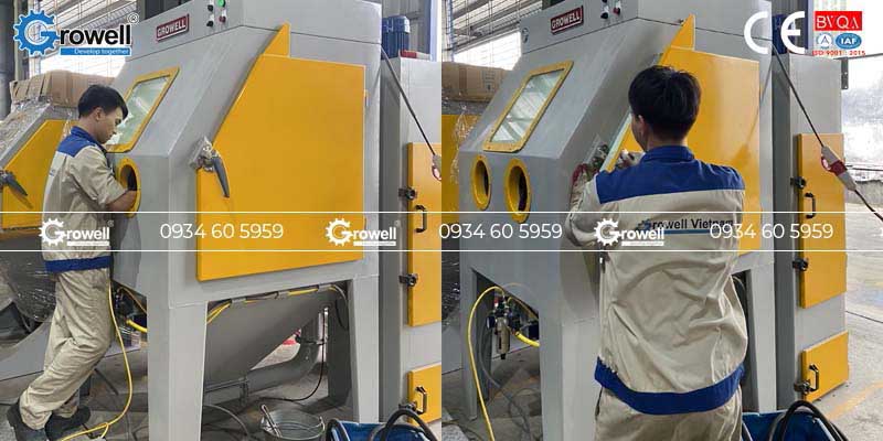 Máy bắn cát thùng kín Máy bắn cát thùng kín