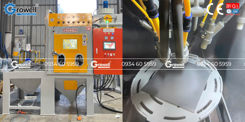 Tủ phun cát bàn xoay tự động
