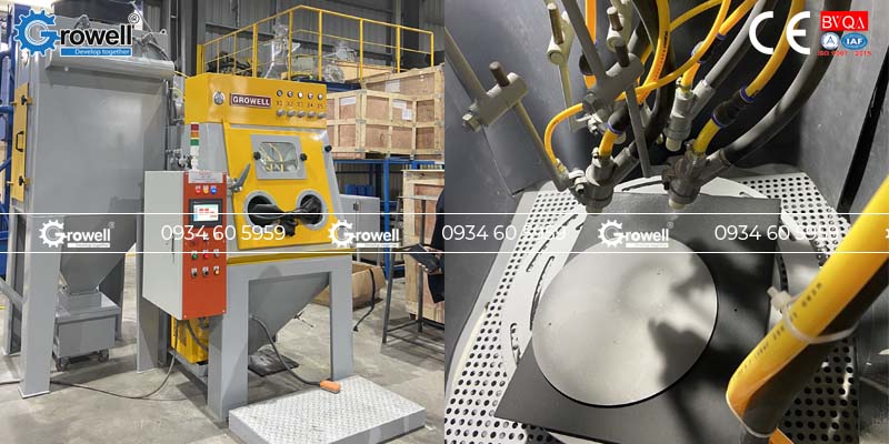 Tủ phun cát bàn xoay tự động