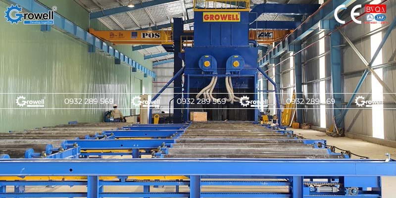 Máy phun bi kết cấu thép