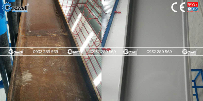 Phun bi xử lý khung thép Phun bi xử lý khung thép