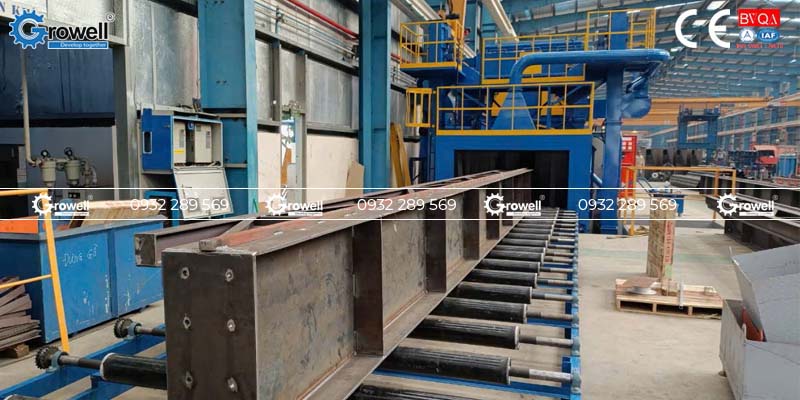 Phun bi xử lý khung thép Phun bi xử lý khung thép