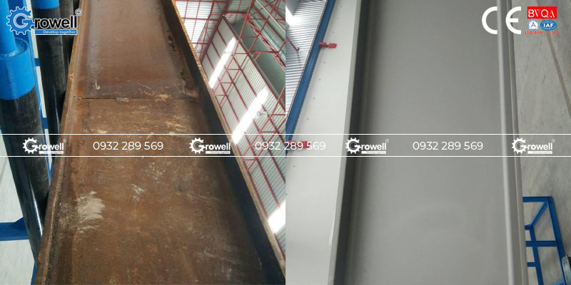 Máy phun bi xử lý thép tấm