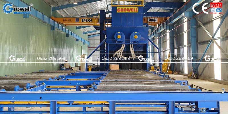 Máy phun bi xử lý thép tấm