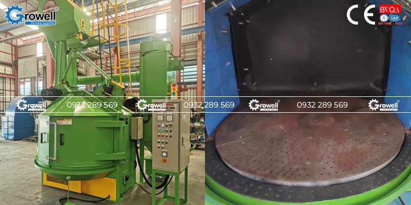 Máy phun bi bàn xoay tự động
