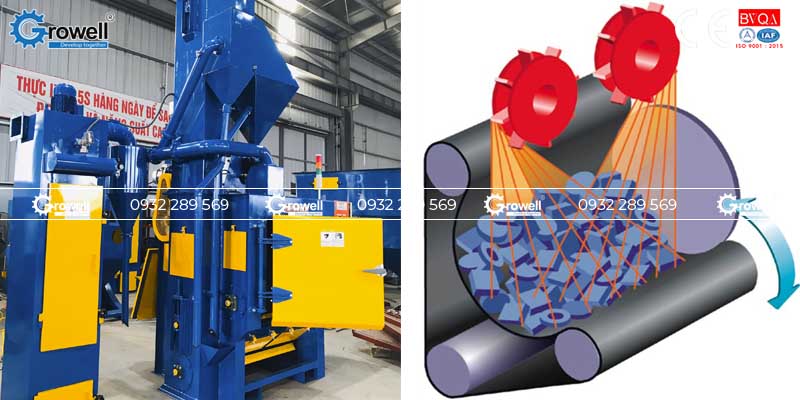 Máy phun bi tẩy rỉ vật đúc